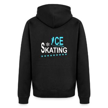 Schlittschuhlaufen iceskating Wintersport - Unisex Premium Bio Zip Hoodie - Schwarz - Hinten - Nico (187cm)