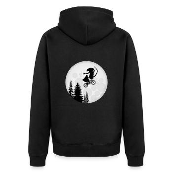 Alien in the bike basket Funny Moon Silhouette - Unisex Premium Organic Zip Hoodie - black - Back - Nico (187cm)