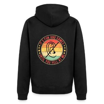 Deaf Deaf hearing loss - Unisex Premium Organic Zip Hoodie - black - Back - Nico (187cm)
