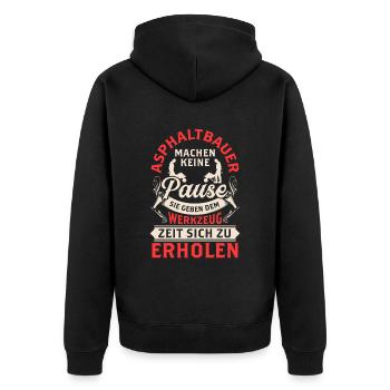 Asphaltbauer machen keine Pause Asphaltierer - Unisex Premium Bio Zip Hoodie - Schwarz - Hinten - Nico (187cm)