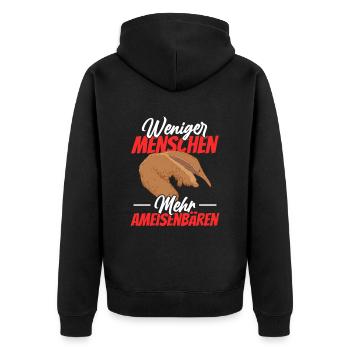Ameisenbär weniger Menschen Zwergameisenbär - Unisex Premium Bio Zip Hoodie - Schwarz - Hinten - Nico (187cm)