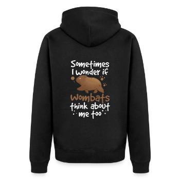 Wombats denken an mich Australien Beuteltier - Unisex Premium Bio Zip Hoodie - Schwarz - Hinten - Nico (187cm)