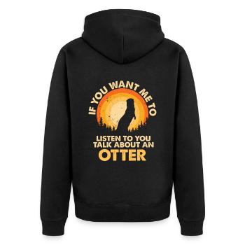 Hören Sie Über Tier Otter Sprechen - Unisex Premium Bio Zip Hoodie - Schwarz - Hinten - Nico (187cm)