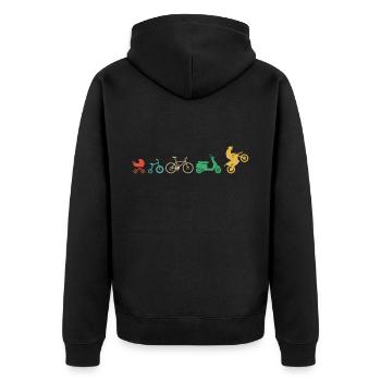 Motorbike Motorrad Enduro Motocross Biker Girl - Unisex Premium Bio Zip Hoodie - Schwarz - Hinten - Nico (187cm)