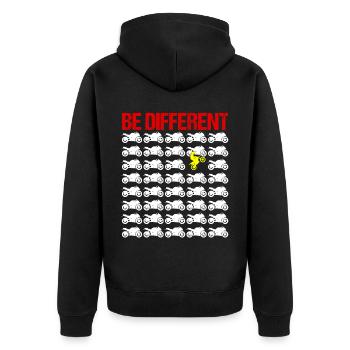 Motorbike Motorrad Enduro Motocross Biker Girl - Unisex Premium Bio Zip Hoodie - Schwarz - Hinten - Nico (187cm)