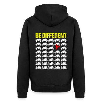 Motorbike Motorrad Enduro Motocross Biker Girl - Unisex Premium Bio Zip Hoodie - Schwarz - Hinten - Nico (187cm)
