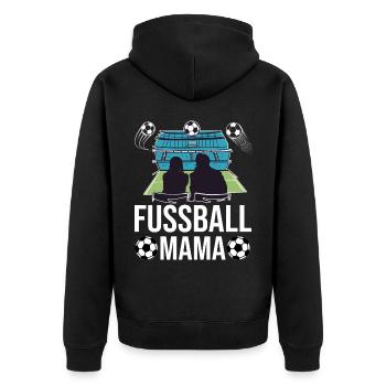Fussballer Fussball Mama Mutter Fußball - Unisex Premium Bio Zip Hoodie - Schwarz - Hinten - Nico (187cm)