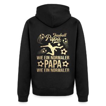 Fussballer Fussball Papa Vater Vatertag - Unisex Premium Bio Zip Hoodie - Schwarz - Hinten - Nico (187cm)