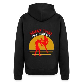 Muay Thai - Unisex Premium Bio Zip Hoodie - Schwarz - Hinten - Nico (187cm)