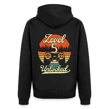 Niveau 5 Hommes Débloqués Guys Gamer 5 Anniversaire - Veste à capuche bio Premium Unisexe - noir - Dos - Nico (187cm)