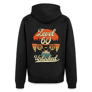 Level 60 Unlocked Men Gamer 60 Birthday Gamer - Unisex Premium Organic Zip Hoodie - black - Back - Nico (187cm)