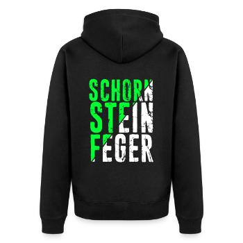 Schorn Stein Feger Schornstein Glücksbringer Kamin - Unisex Premium Bio Zip Hoodie - Schwarz - Hinten - Nico (187cm)