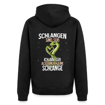 Schlangen Sind Süß Schlange - Unisex Premium Bio Zip Hoodie - Schwarz - Hinten - Nico (187cm)