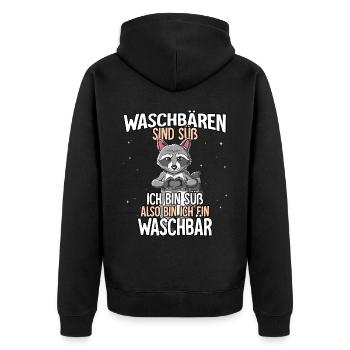 Waschbären Sind Süß Waschbär - Unisex Premium Bio Zip Hoodie - Schwarz - Hinten - Nico (187cm)