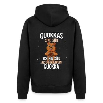 Quokkas Sind Süß Quokka - Unisex Premium Bio Zip Hoodie - Schwarz - Hinten - Nico (187cm)