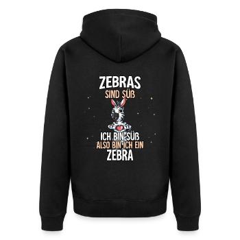 Zebras Sind Süß Zebra - Unisex Premium Bio Zip Hoodie - Schwarz - Hinten - Nico (187cm)
