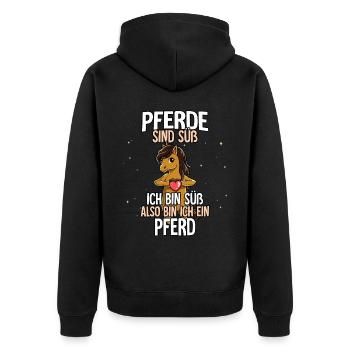 Pferde Sind Süß Pferd - Unisex Premium Bio Zip Hoodie - Schwarz - Hinten - Nico (187cm)