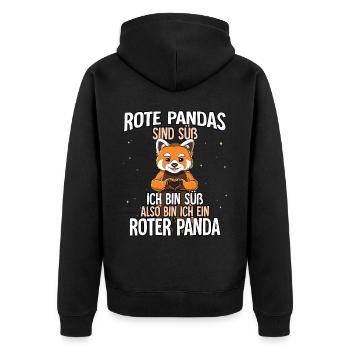 Rote Pandas Sind Süß Roter Panda - Unisex Premium Bio Zip Hoodie - Schwarz - Hinten - Nico (187cm)