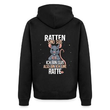 Ratten Sind Süß Ratte - Unisex Premium Bio Zip Hoodie - Schwarz - Hinten - Nico (187cm)