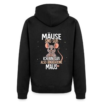 Mäuse Sind Süß Maus - Unisex Premium Bio Zip Hoodie - Schwarz - Hinten - Nico (187cm)