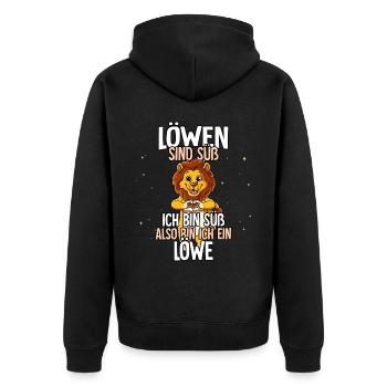 Löwen Sind Süß Löwe - Unisex Premium Bio Zip Hoodie - Schwarz - Hinten - Nico (187cm)