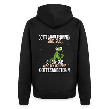 Gottesanbeterinnen Sind Süß Gottesanbeterin - Unisex Premium Bio Zip Hoodie - Schwarz - Hinten - Nico (187cm)