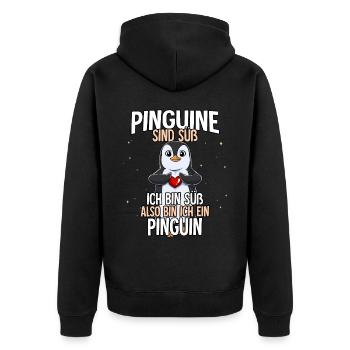 Pinguine Sind Süß Pinguin - Unisex Premium Bio Zip Hoodie - Schwarz - Hinten - Nico (187cm)