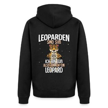 Leoparden Sind Süß Leopard - Unisex Premium Bio Zip Hoodie - Schwarz - Hinten - Nico (187cm)
