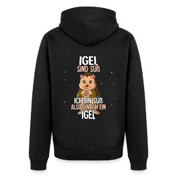 Igel Sind Süß Igel - Unisex Premium Bio Zip Hoodie - Schwarz - Hinten - Nico (187cm)