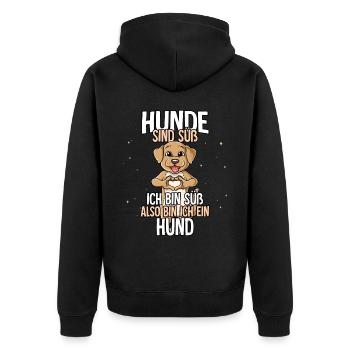 Hunde Sind Süß Hund - Unisex Premium Bio Zip Hoodie - Schwarz - Hinten - Nico (187cm)