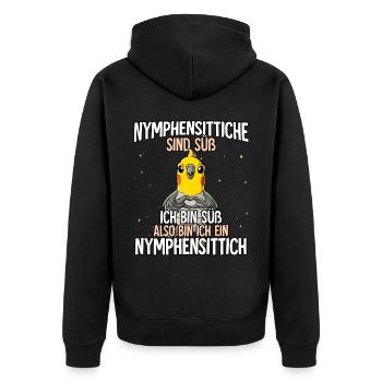 Nymphensittiche Sind Süß Nymphensittich - Unisex Premium Bio Zip Hoodie - Schwarz - Hinten - Nico (187cm)