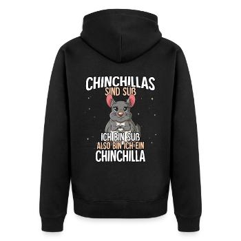 Chinchillas Sind Süß Chinchilla - Unisex Premium Bio Zip Hoodie - Schwarz - Hinten - Nico (187cm)