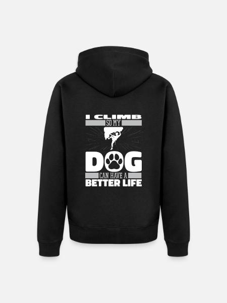 Climbing Climbing Dog - Unisex Premium Organic Zip Hoodie - black