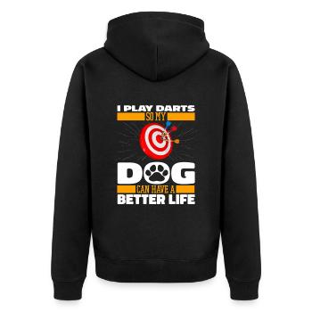 Darts Darts Player Dog - Unisex Premium Organic Zip Hoodie - black - Back - Nico (187cm)