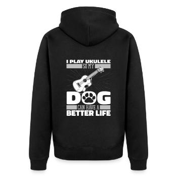 Chien ukulélé - Veste à capuche bio Premium Unisexe - noir - Dos - Nico (187cm)