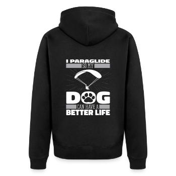 Paragleiter Paragleiten Hund - Unisex Premium Bio Zip Hoodie - Schwarz - Hinten - Nico (187cm)