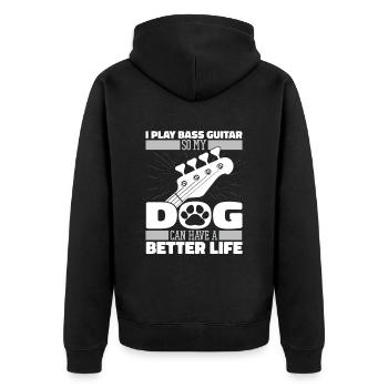 Bassist Bass Gitarre Basser Hund - Unisex Premium Bio Zip Hoodie - Schwarz - Hinten - Nico (187cm)