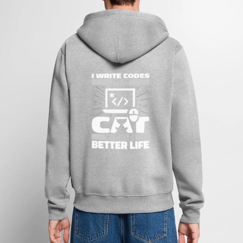 Entwickler Coder Programmierer Katze Unisex Premium Bio Zip Hoodie