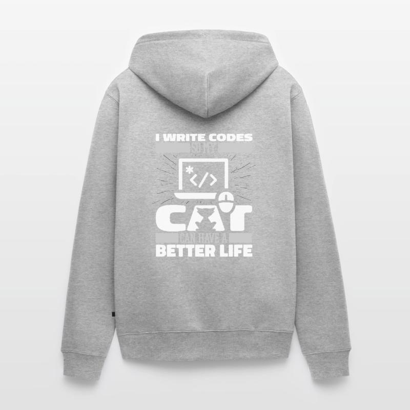 Developer Coder Programmer Cat Unisex Premium Organic Zip Hoodie
