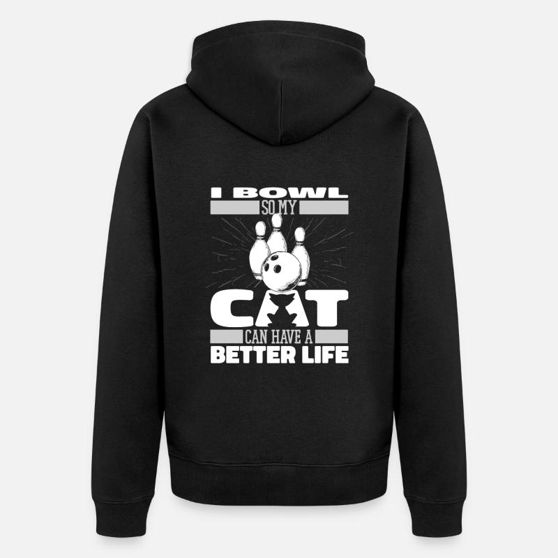 Bowling Bowling Bowler Chat - Veste à capuche bio Premium Unisexe - noir
