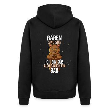 Bären Sind Süß Bär - Unisex Premium Bio Zip Hoodie - Schwarz - Hinten - Nico (187cm)