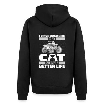 Quad Bike Katze - Unisex Premium Bio Zip Hoodie - Schwarz - Hinten - Nico (187cm)
