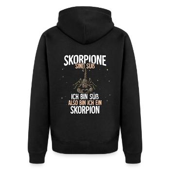 Skorpione Sind Süß Skorpion - Unisex Premium Bio Zip Hoodie - Schwarz - Hinten - Nico (187cm)