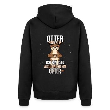 Otter Sind Süß Otter - Unisex Premium Bio Zip Hoodie - Schwarz - Hinten - Nico (187cm)