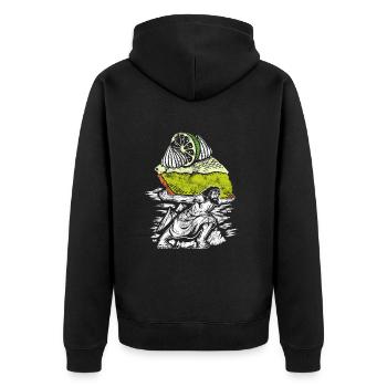 Funny Lemon Cake Design - Unisex Premium Organic Zip Hoodie - black - Back - Nico (187cm)