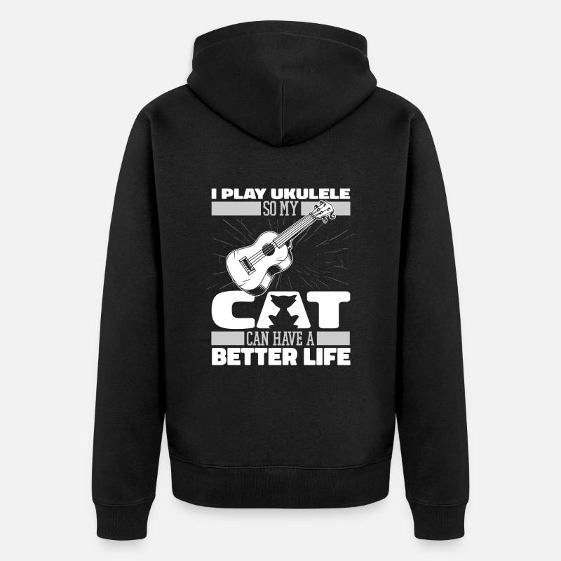 Chat ukulélé - Veste à capuche bio Premium Unisexe - noir