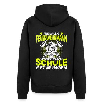 Feuerwehrmann Jugendfeuerwehr Freiwillige Feuerweh - Unisex Premium Bio Zip Hoodie - Schwarz - Hinten - Nico (187cm)