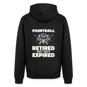Paintball Im Ruhestand - Unisex Premium Bio Zip Hoodie - Schwarz - Hinten - Nico (187cm)