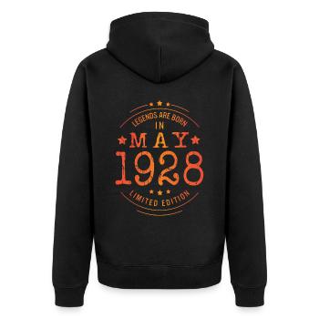 Geburtstag Mai 1928 Limited Edition Vintage - Unisex Premium Bio Zip Hoodie - Schwarz - Hinten - Nico (187cm)
