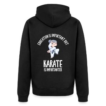 Education Is Important But Karate Is Importanter - Unisex Premium Bio Zip Hoodie - Schwarz - Hinten - Nico (187cm)